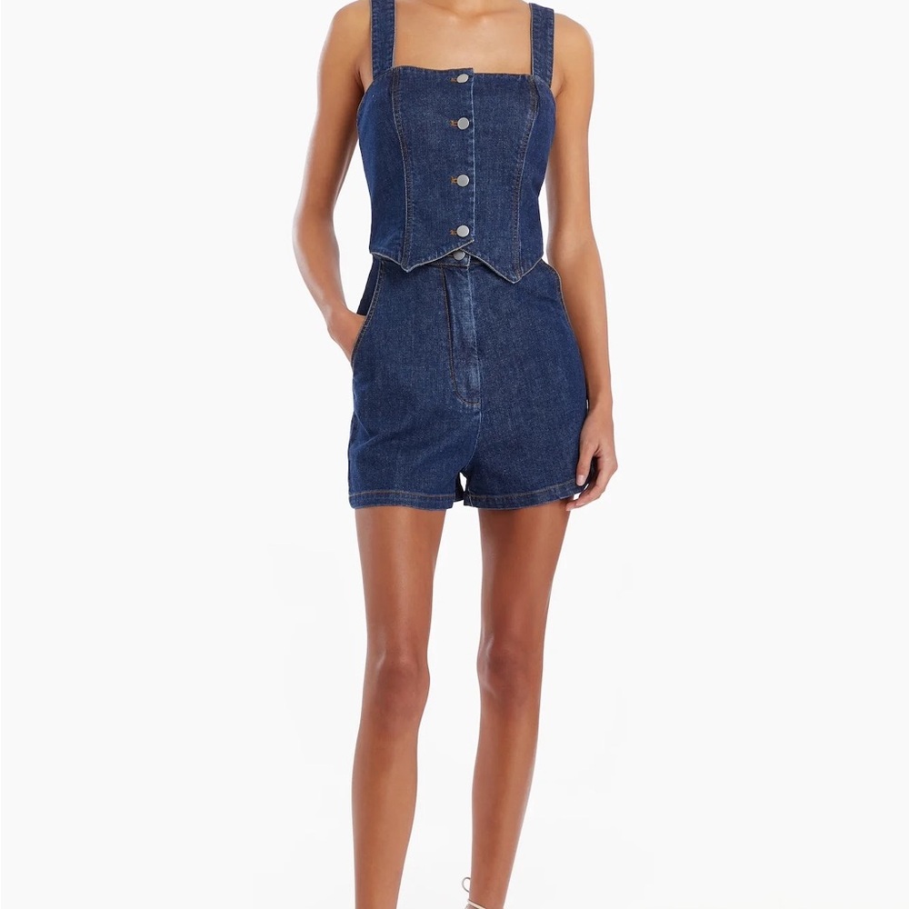 Amanda Uprichard Blue Denim Jumpsuit